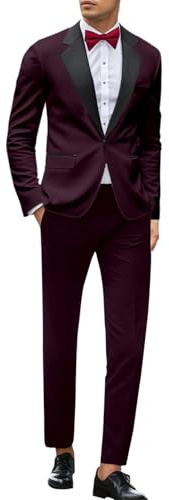 Smoking formel 3 pièces pour homme - Coupe ajustée - Solide - Un bouton - Costume de fête de mariage - Veste, gilet et pantalon pour bal de fin d'année