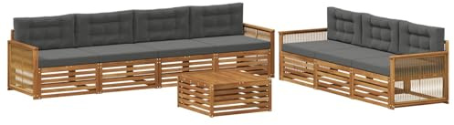 vidaXL Outdoor-Sofagarnitur mit Kissen 8 pcs Natur und Anthrazit, Garten Sofa, modernes Outdoor-Mobiliar, Bequeme Lounge-Ecke für Terrasse und Patio