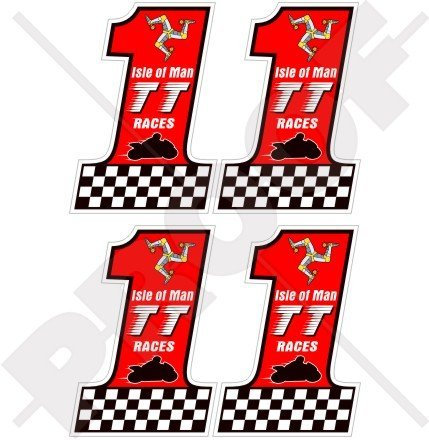 Adesivi in vinile per casco moto da corsa numero 1 MANX Moto GP Racing 2 (50 mm), decalcomanie x4