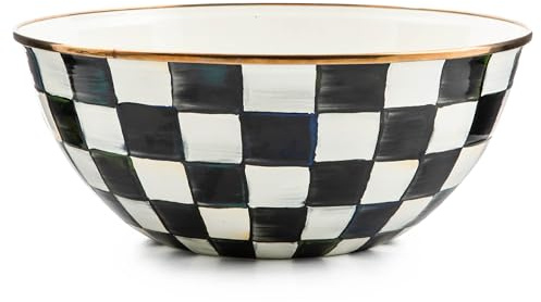 MACKENZIE-CHILDS Everyday Bowl, Large, Black-and-White Courtly Check