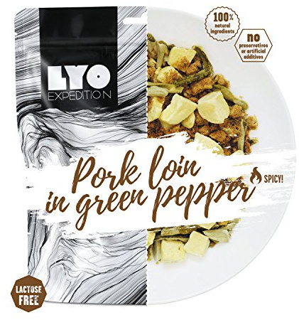 LYOFOOD Schweinelende in Grüner Pfeffersauce mit Kartoffeln Gefriergetrocknetes Laktosefreies Essen 2 Go Camping Wandern Verpflegung Nahrung Fleisch Notfall Lebensmittel für Unterwegs