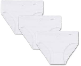 Sanetta Pantaloni Jazz da Bambina (Confezione da 3) | Mutande di Alta qualità e sostenibili per Ragazze in Cotone Biologico. Contenuto: Set di 3 Biancheria Intima per Ragazze, Bianco, 164