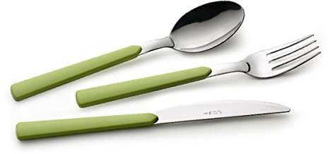 EME Posateria Made In Italy - Servizio 24 Posate Tavola Fast 6 Persone Acciaio 18/C Moderne Colorate Giovanili, Colore Manico: Nero 1