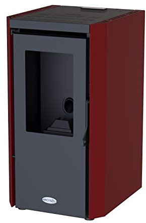 BRICOSOL Estufa de Pellets 6 KW (Burdeos) - Rojo - Sin ventilación - Pellet - Eficiencia estándar - Montaje independiente - Cobertura para espacios hasta 150-200 m²