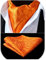 HISDERN Krawattenschal Orange Herren Paisley Hochzeit Ascot Krawatte Taschentuch Business Blumen Halstuch und Einstecktuch Set