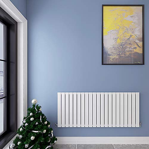 Acezanble∣Horizontal Designer Flat Panel Radiator White 600x1428mm Single Panel Central Heating