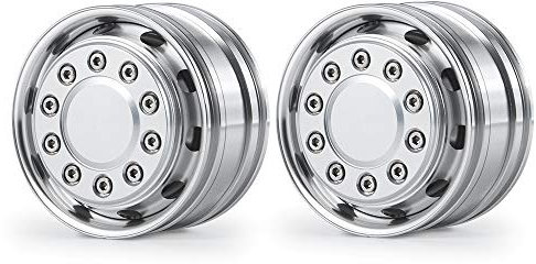 AXspeed 2 Stück Metall Vorderrad Felgen Hex Naben für 1/14 Tamiya Traktor Kletteranhänger Upgrade Teile (Silber)