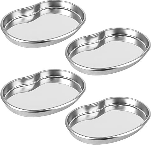 Bigxin 4Pcs Bandeja Acero Inoxidable Bandejas de Laboratorio, Bandejas de Instrumentos Médicos Bandeja para Clínica y Tatuajes (21 * 14 * 2.1cm)