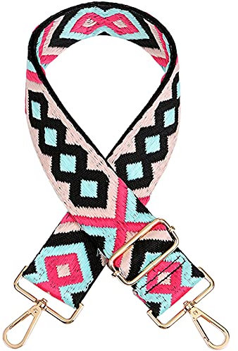 Réglable 78-140cm À Main Bandoulière Lanière Anse De Sac Crossbody Bag Bretelle Sangle De Rechange Couleur Unie Bricolage Accessoires Shoulder Bag Gold Clasp-Noir&Rose