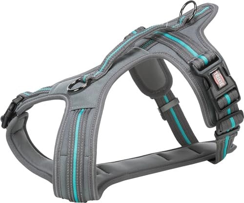 TRIXIE Fusion-Reisegeschirr, Graphit/Ozean, S-M: 45-54 cm/20 mm, Nylon