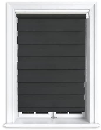 Lister Cartwright Premium Quality Zebra Blind Day & Night Blind Roller Blinds fashionable, Black 150 x 165 cm