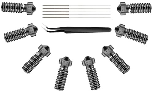 iMetrx 8PCS Volcano Düse 0.4MM,M6 Druckkopf aus gehärtetem Stahl für J-Head Hotend Extruder,Kompatibel mit Artillery/Sidewinder 3D-Druckern