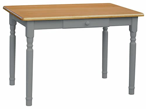 k koma Grau Esstisch mit Schublade Küchentisch Tisch Kiefer Holz Landhausstil - NEU Alder (50 x 80)