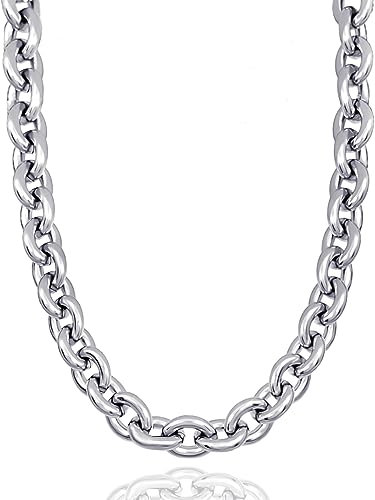 RUGGED steel - Damen Ankerkette aus massivem Edelstahl - stylische 9 mm breite XL Gliederkette für Frauen (45 cm) - Silber (Hochglanz) - 24/7 Schmuck -> wasserfest & hypoallergen - inkl. Schmuck-Box