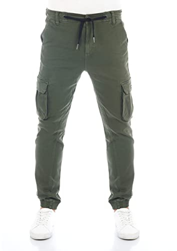 riverso Cargohose Herren Stretch RIVHanno Slim Fit Cargo Hose Taschen Grün w34, Größe:W 34, Farbe:Cypress Green