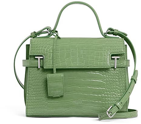 Le Tanneur, Handtasche, Umhängetasche, aus glänzendem Kroko-Effekt, Emilie