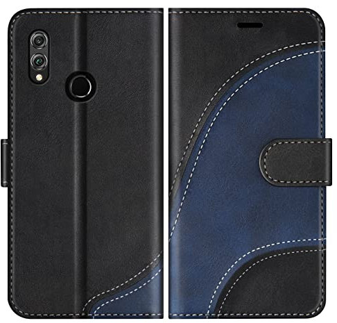 BoxTii Hülle für Huawei Honor 8X, Leder Handyhülle für Huawei Honor 8X, Ledertasche Klapphülle Schutzhülle mit Kartenfächer und Magnetverschluss, Schwarz