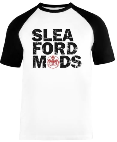 Sleaford Mods Unisex Baseball T-Shirt Kurze Ärmel Herren Damen Weiß Schwarz