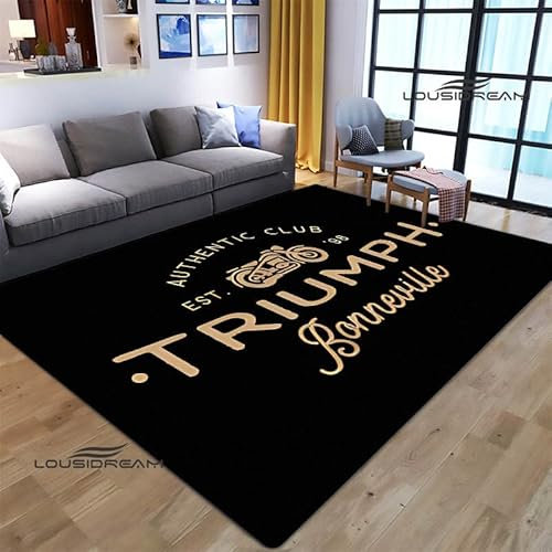 bailongma T-Riumph Motorrad Logo Gedruckter Flanellteppich Schönes rutschfestes Türpolster Yogamatte Anime Teppich D18 140×200CM