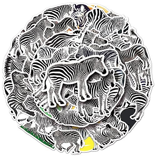 Bric Dodo 50 Stück Zebra Aufkleber Auto Laptop Telefon Gitarre Skateboard Motorrad Fahrrad Tiere Zebra Stickers Set Vinyl Wasserdicht Aesthetic Aufkleber für Jugendliche Kinder Erwachsene