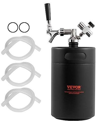 VEVOR Tireuse à Bière Portable 5 L Mini Growler Pression Réglable 0~30 PSI Mini Fût à Pression en Acier Inoxydable pour Garder la Fraîcheur et la Carbonatation de la Bière Pression Camping Pique-Nique