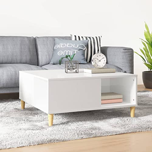 puraday Couchtisch Hochglanz-Weiß 80x80x36,5 cm Holzwerkstoff Couchtisch mit Stauraum Beistelltisch Couch Beistelltisch Sofa Living Room Furniture Wohnzimmertisch Couchtisch Holz Beistelltisch Holz
