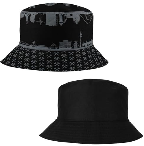 Alsino Dortmund & Ruhrpott Bucket Hat - Lässiger Sommerhut für Dortmund und Ruhrpott Fans, Komfortable Passform, Unisex, Motiv wählen:SOH-037 Ruhrpott Skyline