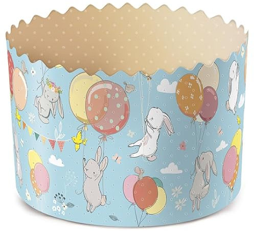 Papierbackform Osterkuchen Panettone 3 St. 400 gr. / Бумажная форма для пасок Зайцы на шарах, 3 шт.