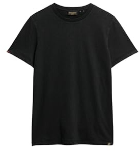 Superdry Herren Kurzärmeliges T-Shirt aus Flammgarn mit Rundhalsausschnitt Schwarz XL