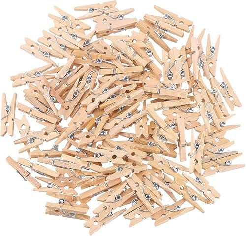 LOMIMOS 100 Pièces Mini Pinces de 2,5cm en Bois, Petite Pinces à Linge pour Polaroid Photo Travaux Manuels Séchager des Vêtements et des Chaussettes