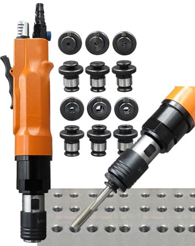 Máquina Roscadora Neumática M3-M12, Herramienta Perforadora NeumáTica Con Mandriles Autoblocantes De 6 Piezas, elocidad Ajustable De 700-2000 Rpm, MáQuina De Doble PropóSito Para Taladrar/Roscar
