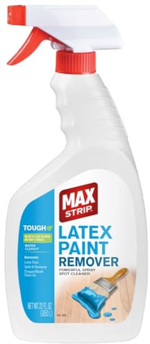 Max Strip Latex Paint Remover 22oz | Fast-Acting Water-Based Formula | Safely Removes Latex, Acrylic | For Wood, Metal, Concrete & Multiple Surfaces | Ideal for Drips, Spills & Overspray