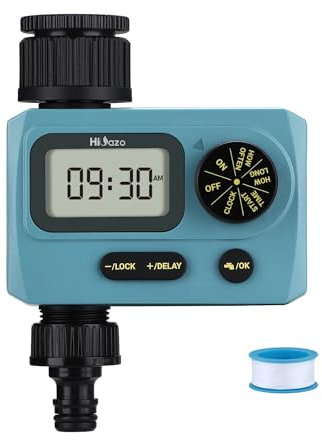 HiOazo Temporizador de riego, Riego Automatico Manguera de jardín, 3 Planes de riego, Temporizador programable de Agua, retardo de Lluvia, protección de batería Baja, HO-WT-1S