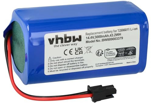 vhbw Akku Ersatz für Eufy T2996011, U092-INR-MH1-4S1P für Saugroboter (3000 mAh, 14,4 V, Li-Ion)