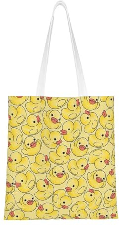 Zltegako Gelbe Canvas-Handtasche, Cartoon-Ente Schultertasche, geeignet für Erwachsene und Jugendliche