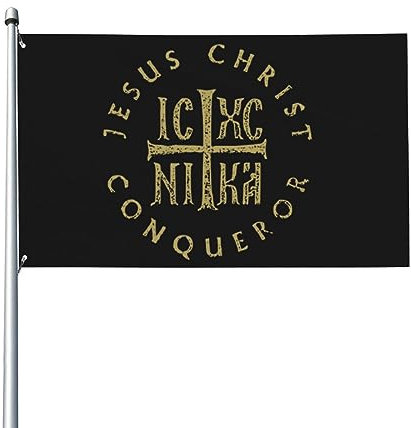 3x5 Fuß Flaggen Icxc Nika-Kreuz Orthodoxe christliche Jesus-Christus-Flagge Gartenflagge Hausflagge Banner Wandteppich Outdoor-Hofflagge mit 2 Ösen
