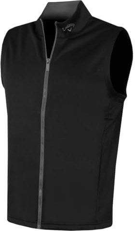 Callaway - Golf Gilet for Men, Short Sleeve Lightweight Vest, Layering Top, Thermal (Caviar Black)