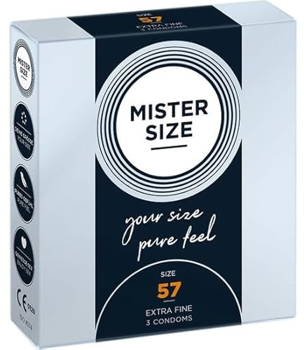 MISTER SIZE Mister Size MS03-57 mm Latex-Kondome mit Reservoir, 7 Größen erhältlich, 3 Stück