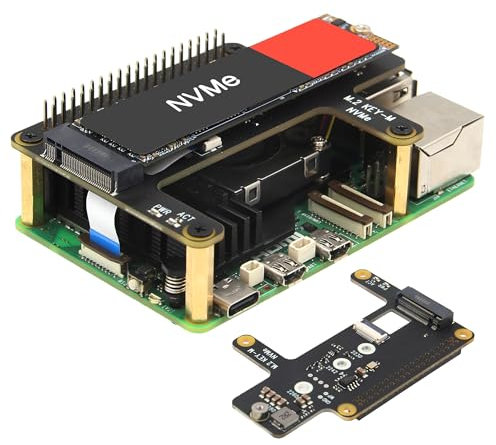 Geekworm X1015 PCIe to M.2 NVMe SSD Shield Support Hailo-8 AI Accelerator for Raspberry Pi 5
