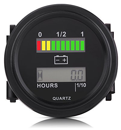 LED Battery Indicator Meter, 12V 24V 36V 48V 72V Compact Tester, Digital Battery Indicator Gauge with Hour Meter for Carts Forklift Car Scooter Motorcycle, Easy to Read