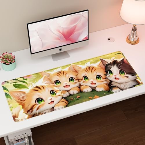 Kaishuai Tapis de Souris Office Design Mignon Tapis Souris Personnalisable 800 x 300 x 20MM Tapis de Souris Chat