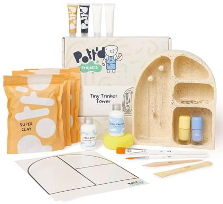 Pott'd Mini Pottery Kits | Air Dry Clay Pottery Kit for Adults | Includes Paints, Brushes, and Potters Tools | FREE online step-by-step tutorial | Perfect for Beginners | Bring The Studio To Your Home