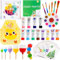 AQXONG Pintura para Dedos Lavable para Niños, 56 Pcs Kit de Pintura para Dedos No Tóxico, Kit de Pintura de Bricolaje para Niños Pequeños con 12 Colores de Pigmentos, Alta Capacidad（60ML）
