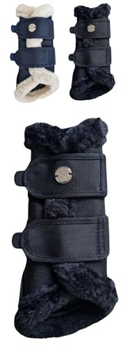 Marengos - Dressurgamaschen 1680D Comfort Light – Pferdegamaschen mit weichem Kunstfell, Klettverschlüssen & atmungsaktivem Mesh – Gamaschen für Pferde in Schwarz – Größe XL