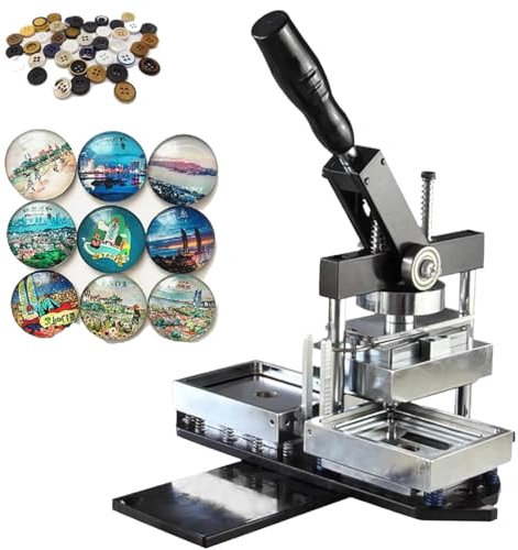 YANGYMM Button Maker Machine 80 x 53 mm Square Photo Magnet Maker Machine Heavy Duty Metal Fridge Photo Magnet Machine Press 200 Pcs Set DIY Home Beginners