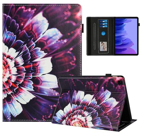 Rostsant Custodia Samsung Galaxy Tab A7 Cover Libro Stand Funzione Slot per Carte Libro Cover Tablet Protettiva per Samsung Galaxy Tab A7 T500/T509/T505/T507 Fiore colorato