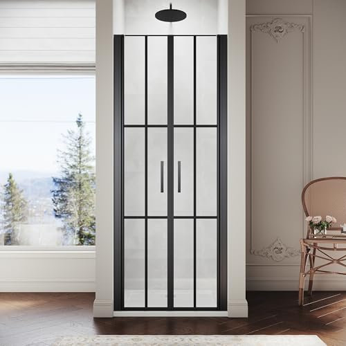 SIRHONA Porta Doccia Girevole 80 x 195 cm Girevole 180° 5mm Vetro Anticalcare Installazione a Niche Porta Doccia