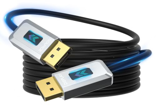 16K Glasfaser DisplayPort 2.1 Kabel 25M, DP 2.1 Kabel [16K@30Hz, 8K@60Hz, 4K@240Hz] 40Gbps Display Port 2.1 AOC Unterstützung UHBR10/HDCP, FreeSync G-Sync für Gaming Monitor RTX5090 5070 Grafikkarte