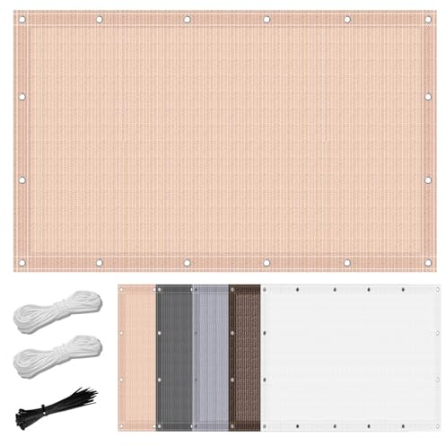 Rete Ombreggiante con Occhielli 0.5 x 5.4 m Tessuto HDPE Telo Ombreggiante da Giardino Antivento Antistrappo per Patio Terrazza Pergola, Color Crema