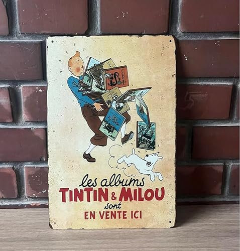 PLAK2L -Plaque Métal Vintage Décorative Tintin Milou - 30x20cm